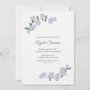 Exacum Blue Lilac Baby Shower Invitation
