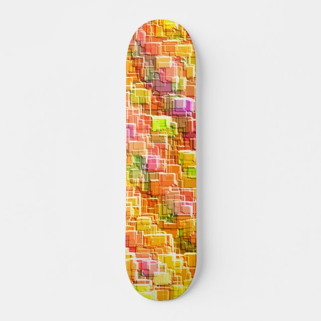 Exaggerated mess of embossed square overlays throw skateboard (Front)