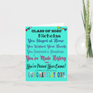 Exam 2020 GCSE A level Congratulations Card