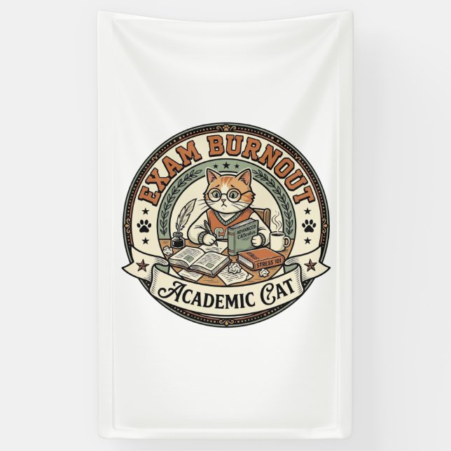 Exam Burnout Academic Cat Exam Burnout Academic Ca Banner (Vertical)