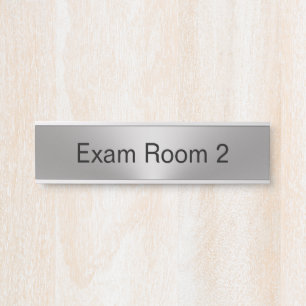 Exam Room 2 Silver and Black Text Template Door Sign