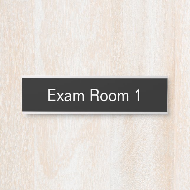 Exam Room Number Black and White Text Template Door Sign (Front)