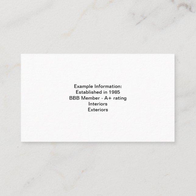 Example of a Business Card for a Painting Business (Back)