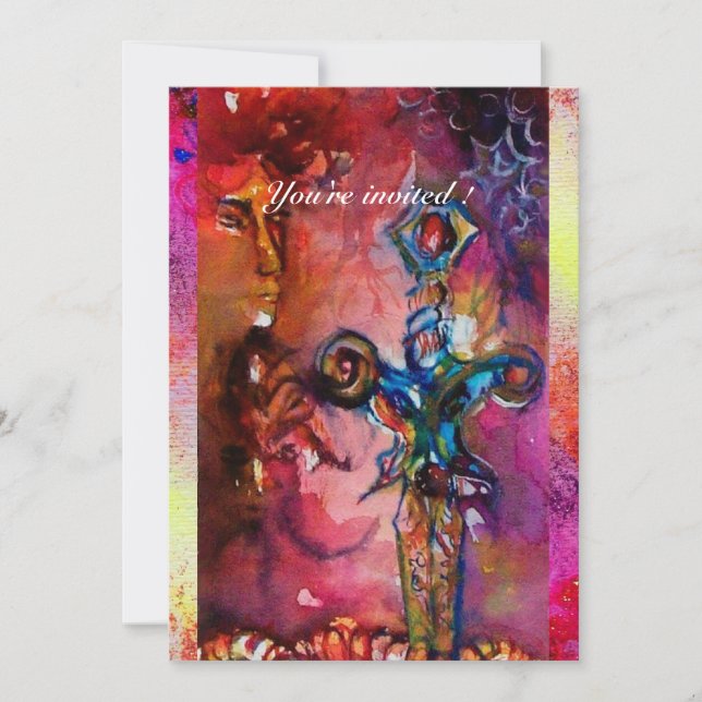 EXCALIBUR 2, bright red ,pink purple Invitation (Front)