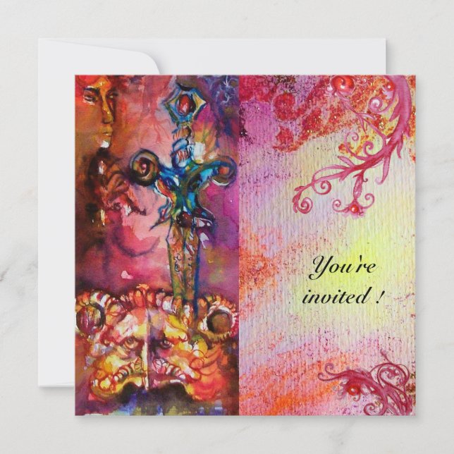 EXCALIBUR 3 , bright red ,pink purple Invitation (Front)