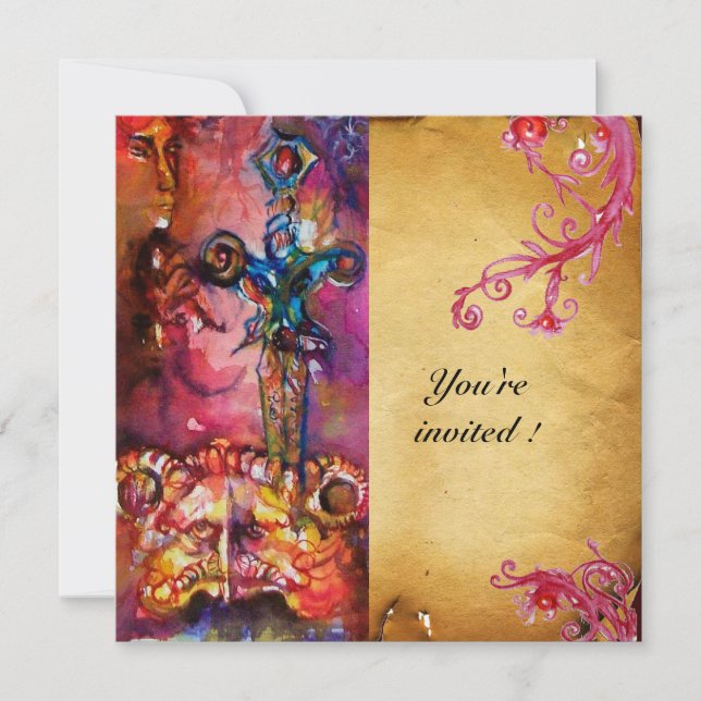 EXCALIBUR 3 , bright red ,pink purple Invitation (Front)