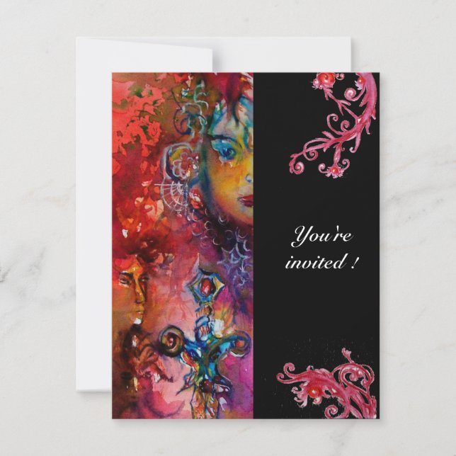 EXCALIBUR , bright red ,black Invitation (Front)