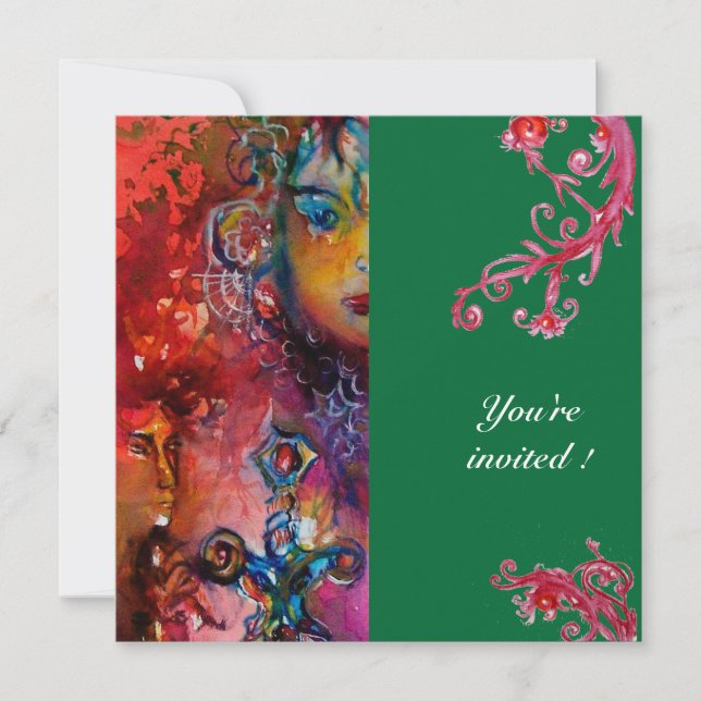 EXCALIBUR , bright red ,blue Invitation (Front)