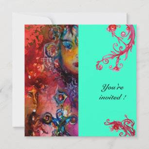 EXCALIBUR , bright red ,blue Invitation