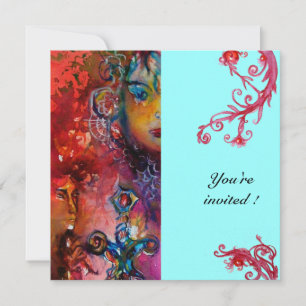 EXCALIBUR , bright red ,blue Invitation