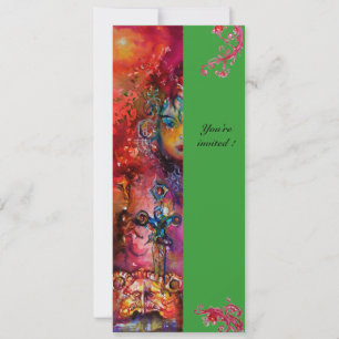 EXCALIBUR , bright red ,pink blue green Invitation