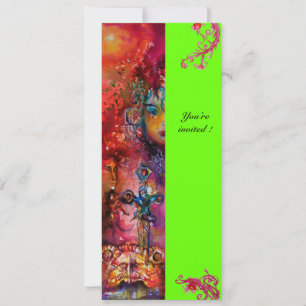 EXCALIBUR , bright red ,pink blue green Invitation