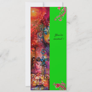 EXCALIBUR , bright red ,pink blue green Invitation