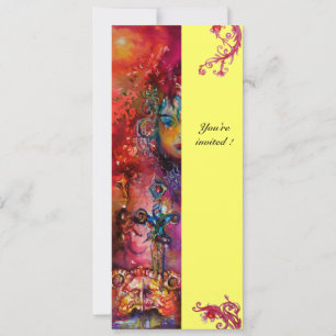 EXCALIBUR , bright red ,pink blue yellow Invitation