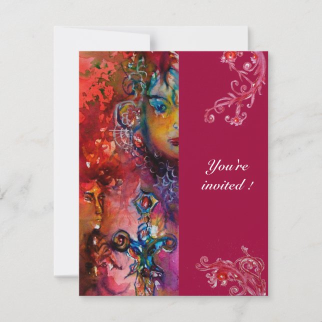 EXCALIBUR , bright red ,pink Invitation (Front)