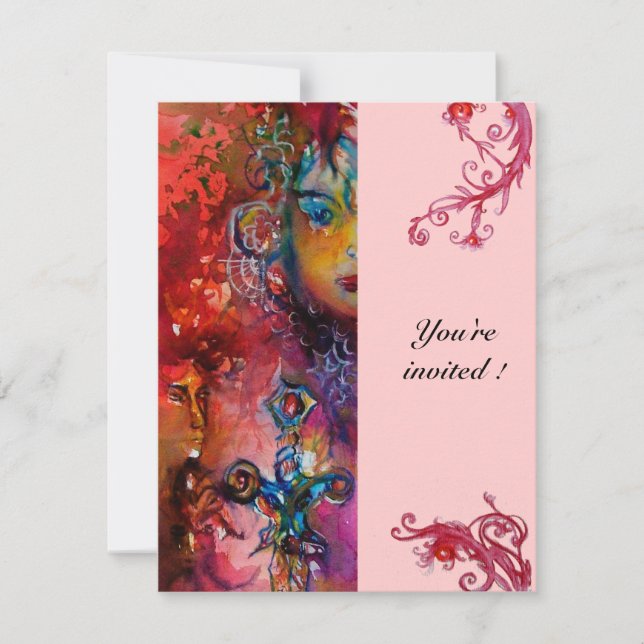 EXCALIBUR , bright red pink Invitation (Front)