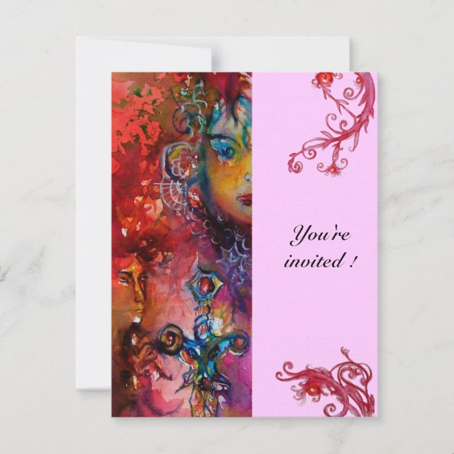 EXCALIBUR , bright red ,pink Invitation (Front)