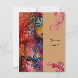 EXCALIBUR , bright red pink Invitation