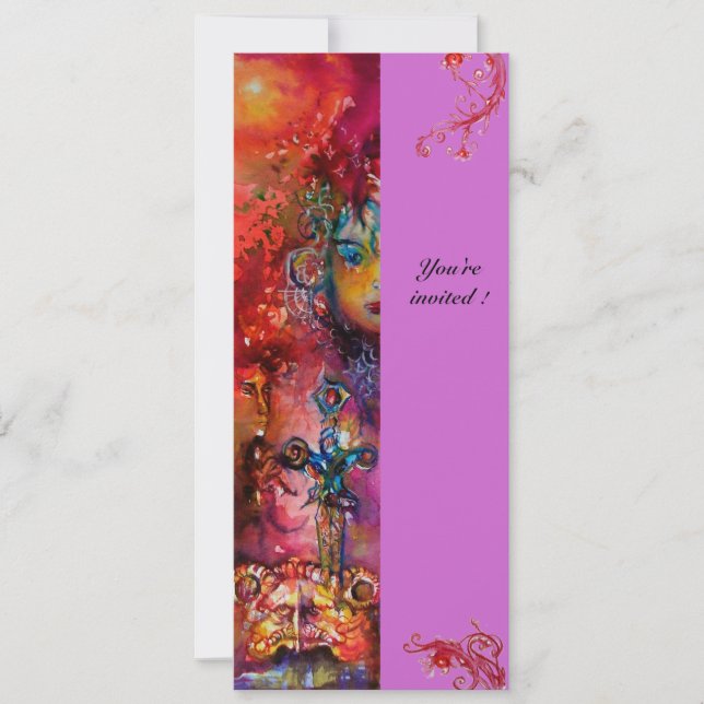 EXCALIBUR , bright red ,pink violet Invitation (Front)