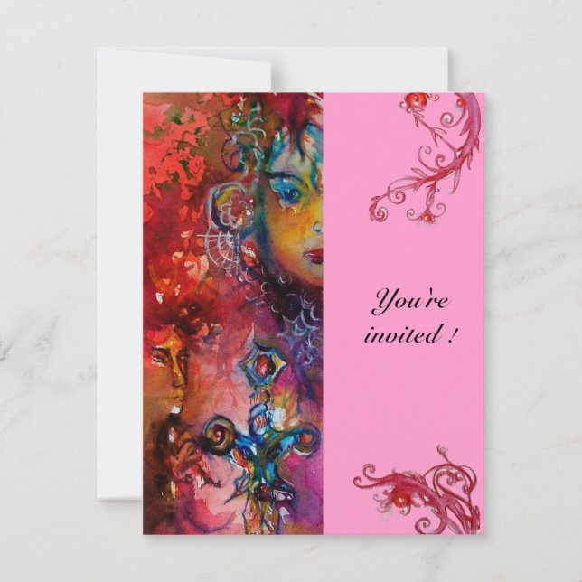 EXCALIBUR , bright red ,pink violet Invitation (Front)