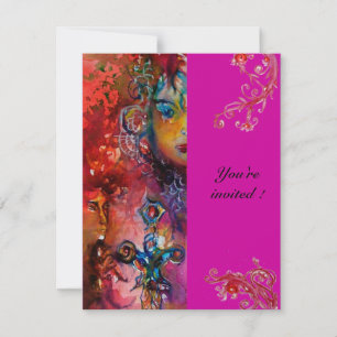 EXCALIBUR , bright red ,pink violet Invitation