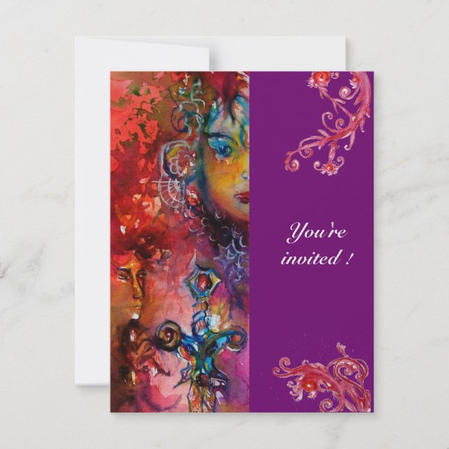 EXCALIBUR , bright red ,pink violet Invitation (Front)