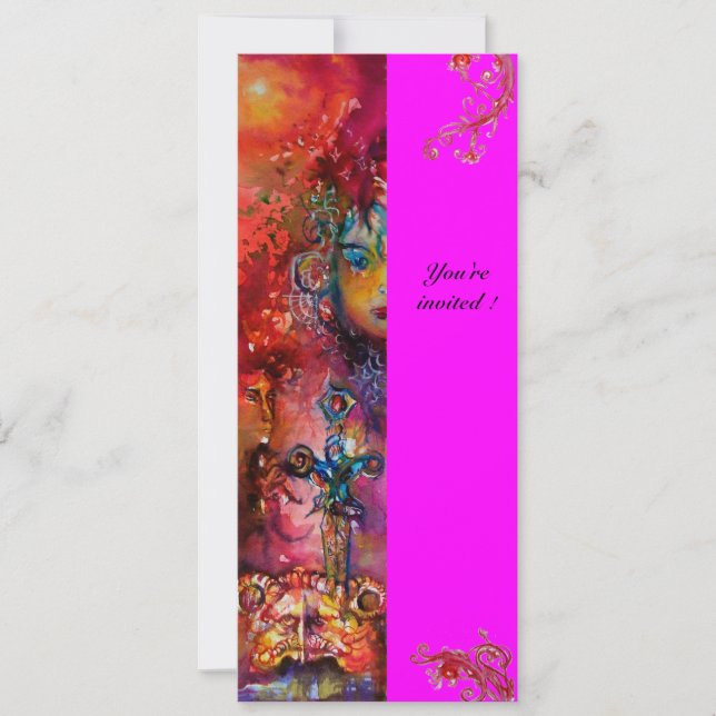 EXCALIBUR , bright red ,pink violet Invitation (Front)