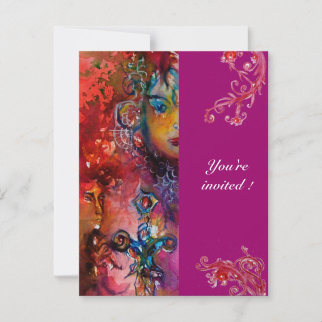 EXCALIBUR , bright red ,purple Invitation (Front)