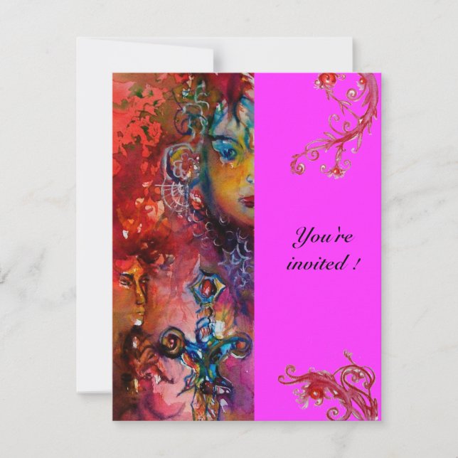 EXCALIBUR , bright red ,purple Invitation (Front)