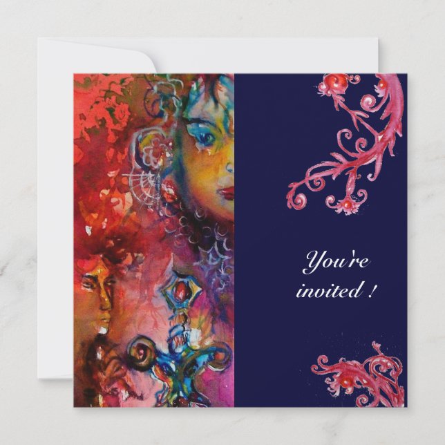 EXCALIBUR , bright red ,purple Invitation (Front)