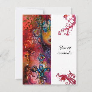 EXCALIBUR , bright red white Invitation