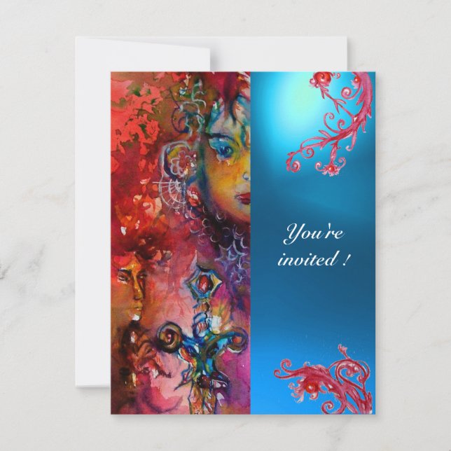 EXCALIBUR gem bright red ,pink blue orange blue Invitation (Front)