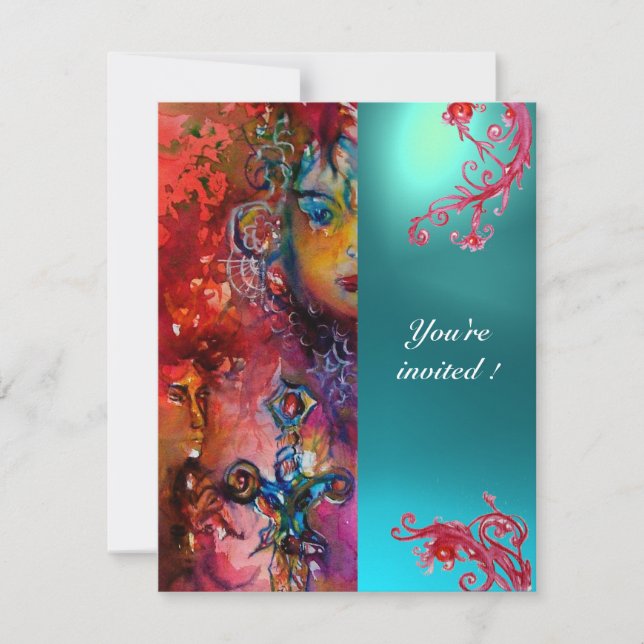 EXCALIBUR gem bright red ,pink blue orange blue Invitation (Front)