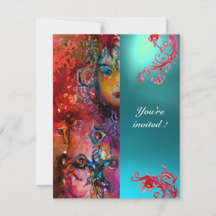 EXCALIBUR gem bright red ,pink blue orange blue Invitation