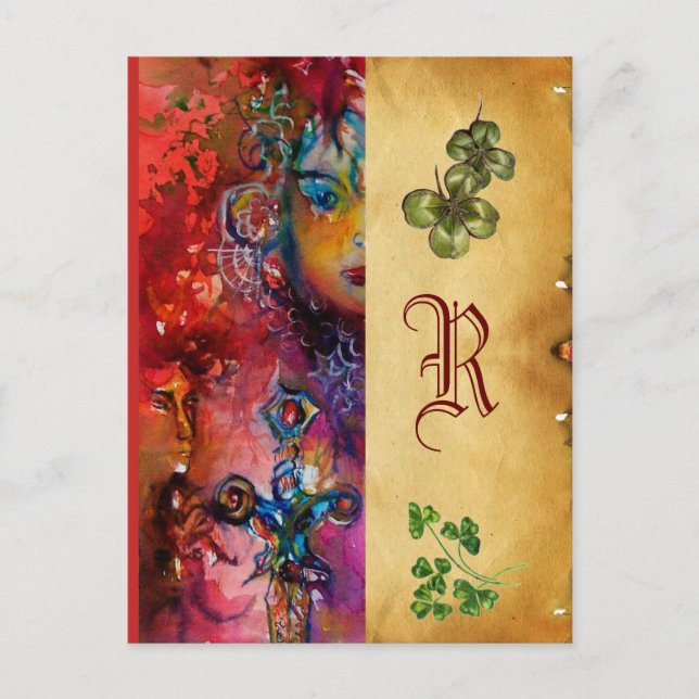 EXCALIBUR Monogram Parchment St.Patrick's Day Postcard (Front)