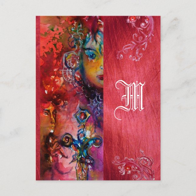 EXCALIBUR QUEEN OF MAGIC SWORD Fantasy Monogram Postcard (Front)