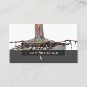 Excavated tree gray rectangle stripes business card