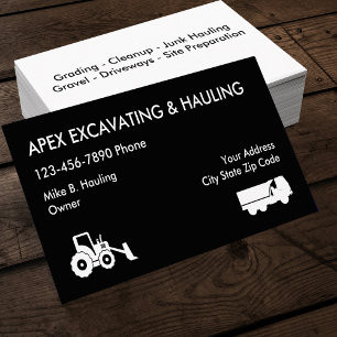Excavating And Hauling Business Cards