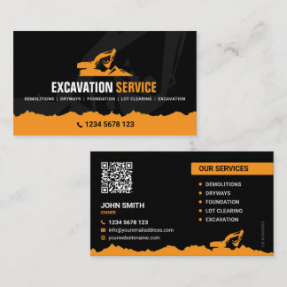 Excavating, Land clearing, Construction Business Card