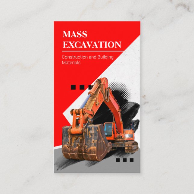 Excavation construction and building company business card (Front)