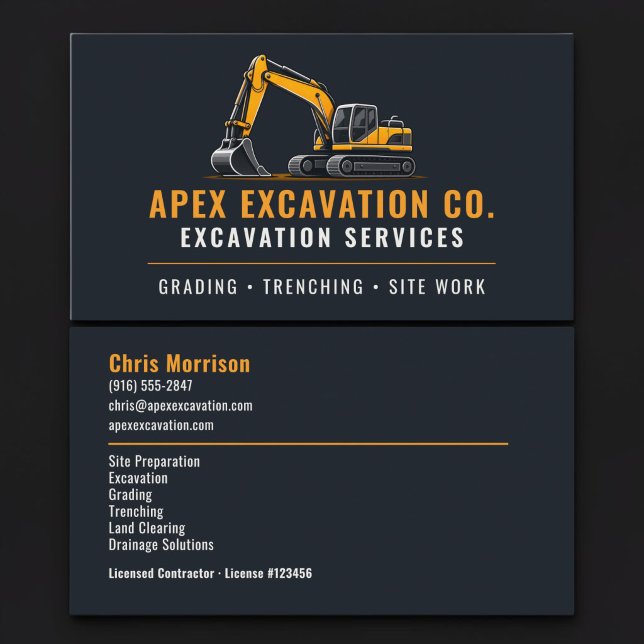 Excavation Excavator Professional Services Business Card (Creator Uploaded)