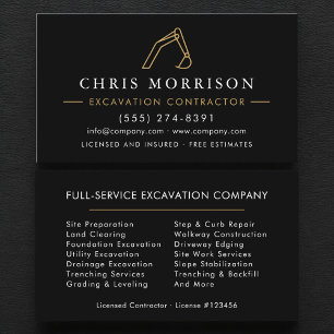 Excavation Operator Contractor Professional  Business Card