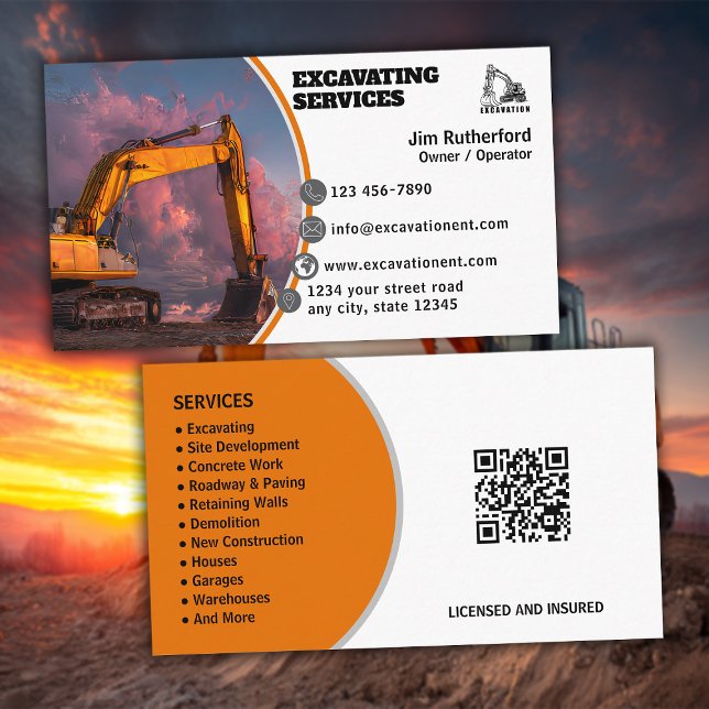 Excavation Services Business Business Card (Creator Uploaded)