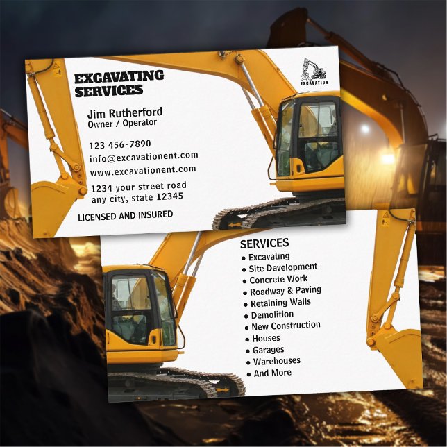 Excavation Services Business Card (Creator Uploaded)