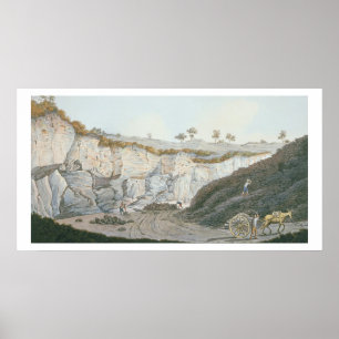 Excavations of a thick stratum of lava which ran i poster