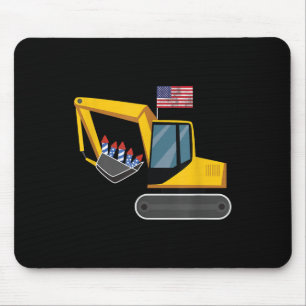 Excavator 4th Of July Independence Day Heavy Equip Mouse Pad