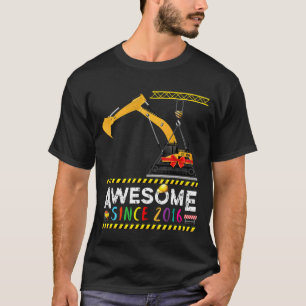 Excavator 5th Birthday Boy 5 Years Construction Cr T-Shirt