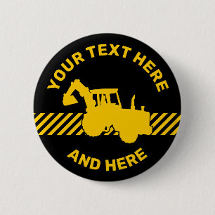 Excavator 6 Cm Round Badge