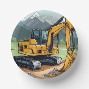 Excavator Birthday Construction Equipment Party Paper Plate