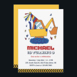 Excavator Builder Construction Kids Boys Birthday Invitation<br><div class="desc">Cute design for kids,  boys or girls who love excavator,  construction vehicles,  heavy machinery and big trucks. Perfect for builder theme birthday party. You can customise the wording to fit other occasions.</div>